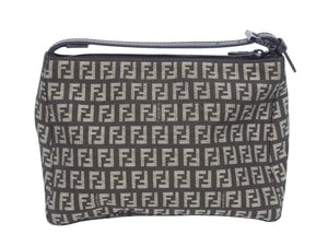 極美品 FENDI フェンディ ハンドバッグ 8N0005 ズッキーノ柄 キャンバス レザー ブラウン ブラック金具 中古 4b005292