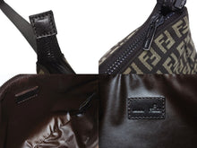 Load image into Gallery viewer, 極美品 FENDI フェンディ ハンドバッグ 8N0005 ズッキーノ柄 キャンバス レザー ブラウン ブラック金具 中古 4b005292