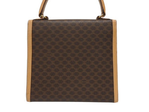 【人気｝セリーヌ トートバッグ ハンドバッグ マカダム柄 ブラック　レザー　金具 極 美品 CELINE セリーヌ ヴィンテージ マカダム ブラゾン
