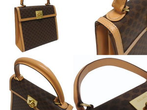 CELINE セリーヌ ハンドバッグ ショルダーバッグ 2WAY M 13 マカダム柄 PVC レザー ブラウン ゴールド金具 美品 中古 4b005293