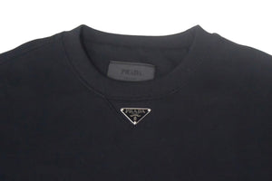 極美品 PRADA プラダ トライアングルロゴ スウェット トレーナー 長袖 ラフ期 ICタグ コットン ブラック シルバー金具 サイズL 中古