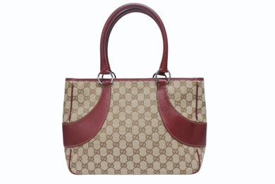美品 GUCCI グッチ ワンショルダーバッグ ハンドバッグ 113011 GGキャンバス レザー ベージュ ブラウン ゴールド金具 中古 4b005295