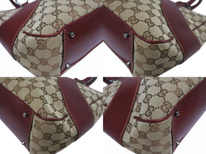 美品 GUCCI グッチ ワンショルダーバッグ ハンドバッグ 113011 GGキャンバス レザー ベージュ ブラウン ゴールド金具 中古 4b005295