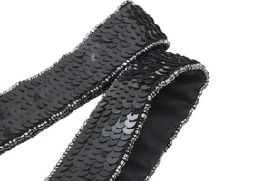 CHANEL シャネル ハンドバッグ ココマーク 5番台 1998年 スパンコール ラインストーン ブラック シルバー金具 美品 中古 52983