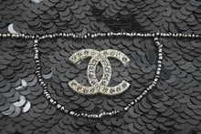 Load image into Gallery viewer, CHANEL シャネル ハンドバッグ ココマーク 5番台 1998年 スパンコール ラインストーン ブラック シルバー金具 美品 中古 52983