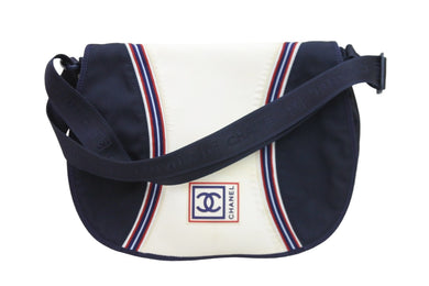 CHANEL シャネル ショルダーバッグ ココマーク スポーツライン 10番台 ネイビー ホワイト 良品 中古 53150