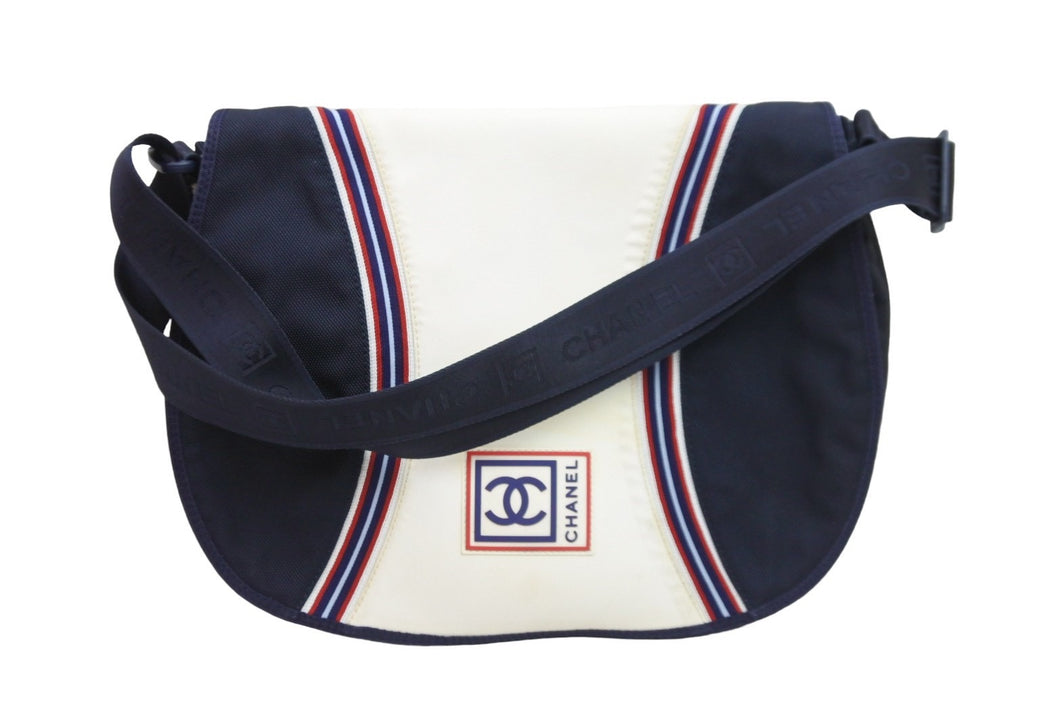 CHANEL シャネル ショルダーバッグ ココマーク スポーツライン 10番台 ネイビー ホワイト 良品 中古 53150