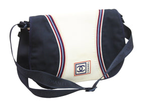 CHANEL シャネル ショルダーバッグ ココマーク スポーツライン 10番台 ネイビー ホワイト 良品 中古 53150