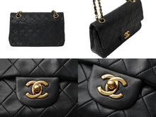 Load image into Gallery viewer, CHANEL シャネル マトラッセWフラップチェーンショルダーバッグ 1番台 ラムスキン 23cm ブラック ゴールド金具 53189