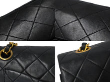 Load image into Gallery viewer, CHANEL シャネル マトラッセWフラップチェーンショルダーバッグ 1番台 ラムスキン 23cm ブラック ゴールド金具 53189