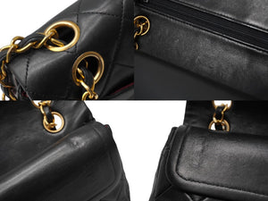 CHANEL シャネル マトラッセWフラップチェーンショルダーバッグ 1番台 ラムスキン 23cm ブラック ゴールド金具 53189