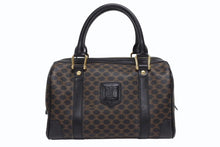 Load image into Gallery viewer, CELINE セリーヌ ハンドバッグ MC98/2 マカダム柄 PVC レザー ブラウン ブラック イタリア製 ゴールド金具 総柄 美品 中古 4b005320