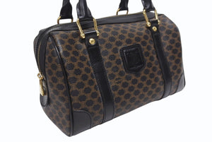 CELINE セリーヌ ハンドバッグ MC98/2 マカダム柄 PVC レザー ブラウン ブラック イタリア製 ゴールド金具 総柄 美品 中古 4b005320