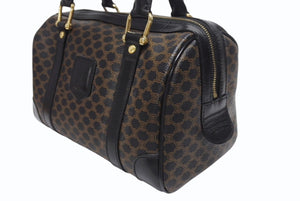 CELINE セリーヌ ハンドバッグ MC98/2 マカダム柄 PVC レザー ブラウン ブラック イタリア製 ゴールド金具 総柄 美品 中古 4b005320