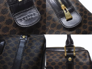 CELINE セリーヌ ハンドバッグ MC98/2 マカダム柄 PVC レザー ブラウン ブラック イタリア製 ゴールド金具 総柄 美品 中古 4b005320