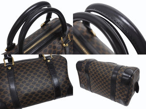 CELINE セリーヌ ハンドバッグ MC98/2 マカダム柄 PVC レザー ブラウン ブラック イタリア製 ゴールド金具 総柄 美品 中古 4b005320