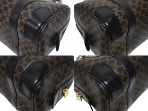 CELINE セリーヌ ハンドバッグ MC98/2 マカダム柄 PVC レザー ブラウン ブラック イタリア製 ゴールド金具 総柄 美品 中古 4b005320