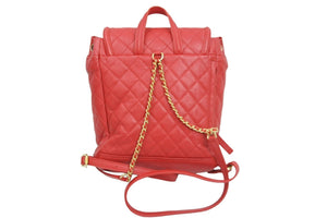 極美品 CHANEL シャネル キャビアスキン マトラッセ CCフィリグリー バックパック 25番台 レッド ゴールド金具 中古 53200