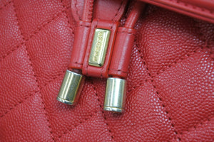 極美品 CHANEL シャネル キャビアスキン マトラッセ CCフィリグリー バックパック 25番台 レッド ゴールド金具 中古 53200