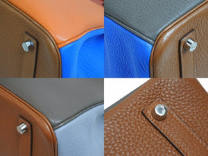 極美品 エルメス バーキン 35 アルルカン トリヨン オレンジ エタン サンギーヌ ゴールド ブルーイドラ □Q刻 中古 53267
