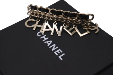 CHANEL シャネル バレッタ アクセサリー 小物 ブランドロゴ B19P GP レザー ゴールド ブラック 12.0g 美品 中古 53336