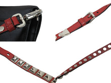 画像をギャラリービューアに読み込む, PRADA プラダショルダーバッグ エレクトラ スタッズ クロスボディバッグ 1BD120 ブラック レッド シルバー金具 美品 中古 53341 