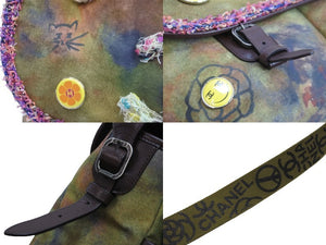 極美品 CHANEL シャネル エンブロイダリー メッセンジャーバッグ 20番台 グラフィティ エンブロイダリー カーキ A92790 中古 53806