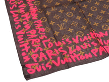 Load image into Gallery viewer, LOUIS VUITTON ルイ・ヴィトン スカーフ グラフィティ モノグラム 401910 ブラウンxピンク コットン 美品 中古 53515