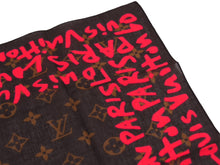 Load image into Gallery viewer, LOUIS VUITTON ルイ・ヴィトン スカーフ グラフィティ モノグラム 401910 ブラウンxピンク コットン 美品 中古 53515