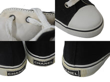 Load image into Gallery viewer, CHANEL シャネル スニーカー 001852 ココマーク ハイカットスニーカー ブラック ホワイト キャンバス サイズ37 良品 中古 53532