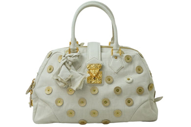 LOUIS VUITTON ルイヴィトン ハンドバッグ ポルカドッツ・パナマ ボウリィ ティンカーベル M95409 ゴールド金具 美品 中古 53546