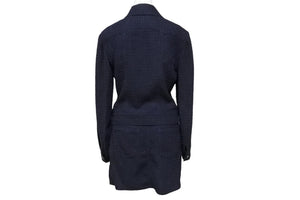 CHANEL シャネル セットアップ ジャケット スカート ココマーク 01P P17609 P17612 ネイビー ツイード 美品 中古 53593