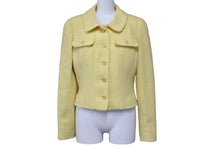 Load image into Gallery viewer, CHANEL シャネル ウールジャケット イエロー ココマークボタン P07237V05392 サイズ40 美品 中古 53596