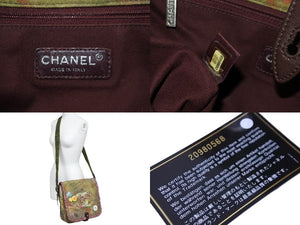 CHANEL シャネル ショルダーバッグ ココマーク エンブロイダリー グラフィティ 20番台 カーキ マルチ シルバー金具 美品 中古 53605