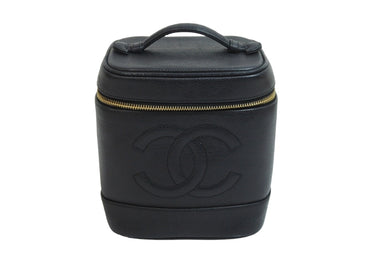 CHANEL シャネル ココマーク バニティバッグ 縦型 ハンドバッグ キャビアスキン ブラック ゴールド金具 美品 中古 53639
