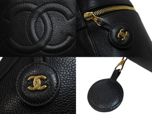 CHANEL シャネル ココマーク バニティバッグ 縦型 ハンドバッグ キャビアスキン ブラック ゴールド金具 美品 中古 53639