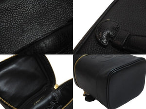CHANEL シャネル ココマーク バニティバッグ 縦型 ハンドバッグ キャビアスキン ブラック ゴールド金具 美品 中古 53639