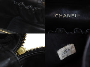 CHANEL シャネル ココマーク バニティバッグ 縦型 ハンドバッグ キャビアスキン ブラック ゴールド金具 美品 中古 53639