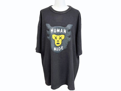 HUMAN MADE x KAWS ヒューマンメイド カウズ 21SS フェイスロゴ T-SHIRT 日本製 コットン ブラック サイズ2XL 美品 中古 4b005364