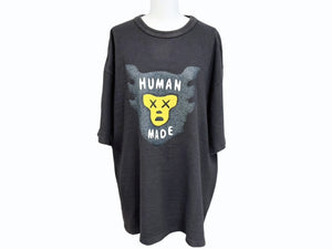 HUMAN MADE x KAWS ヒューマンメイド カウズ 21SS フェイスロゴ T-SHIRT 日本製 コットン ブラック サイズ2XL 美品 中古 4b005364