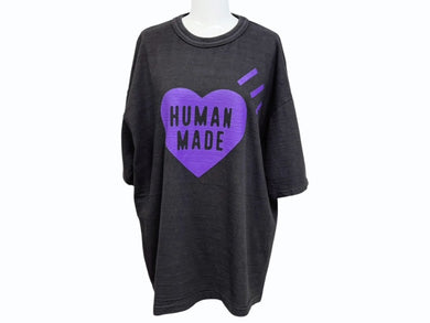 HUMAN MADE ヒューマンメイド 24AW 福岡限定 HEART T-SHIRT 日本製 コットン ブラック パープル サイズ2XL美品 中古 4b005366