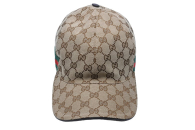 極美品 GUCCI グッチ ベースボールキャップ 帽子 GGキャンバス シェリーライン 200035 KQW8G ベージュ サイズL 中古 53856 
