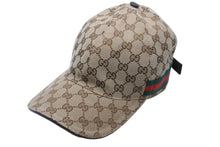 画像をギャラリービューアに読み込む, 極美品 GUCCI グッチ ベースボールキャップ 帽子 GGキャンバス シェリーライン 200035 KQW8G ベージュ サイズL 中古 53856 