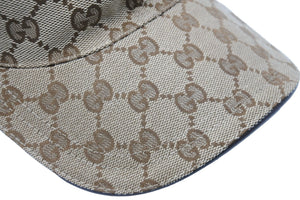 極美品 GUCCI グッチ ベースボールキャップ 帽子 GGキャンバス シェリーライン 200035 KQW8G ベージュ サイズL 中古 53856 