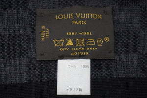 LOUIS VUITTON ルイ・ヴィトン マフラー LVロゴ ダミエ柄 401910 エシャルププティ ダミエグラフィット ウール 良品 中古 53942