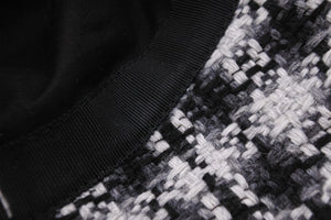 CHANEL シャネル バケットハット ココマーク チェック柄 S コットン ツイード ブラック ホワイト シルバー金具 美品 中古 53948