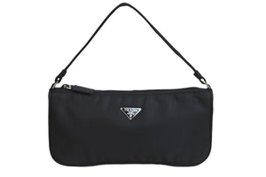 極美品 PRADA プラダ ショルダーバッグ トライアングルロゴ MV633 ナイロン ブラック シルバー金具 中古 54107