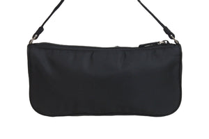 極美品 PRADA プラダ ショルダーバッグ トライアングルロゴ MV633 ナイロン ブラック シルバー金具 中古 54107