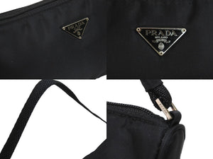 極美品 PRADA プラダ ショルダーバッグ トライアングルロゴ MV633 ナイロン ブラック シルバー金具 中古 54107