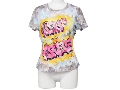 極美品 Christian Dior クリスチャンディオール ガリアーノ期 KAOS 半袖Ｔシャツ グレ― グラフィック 4P16155205 40 中古 54195